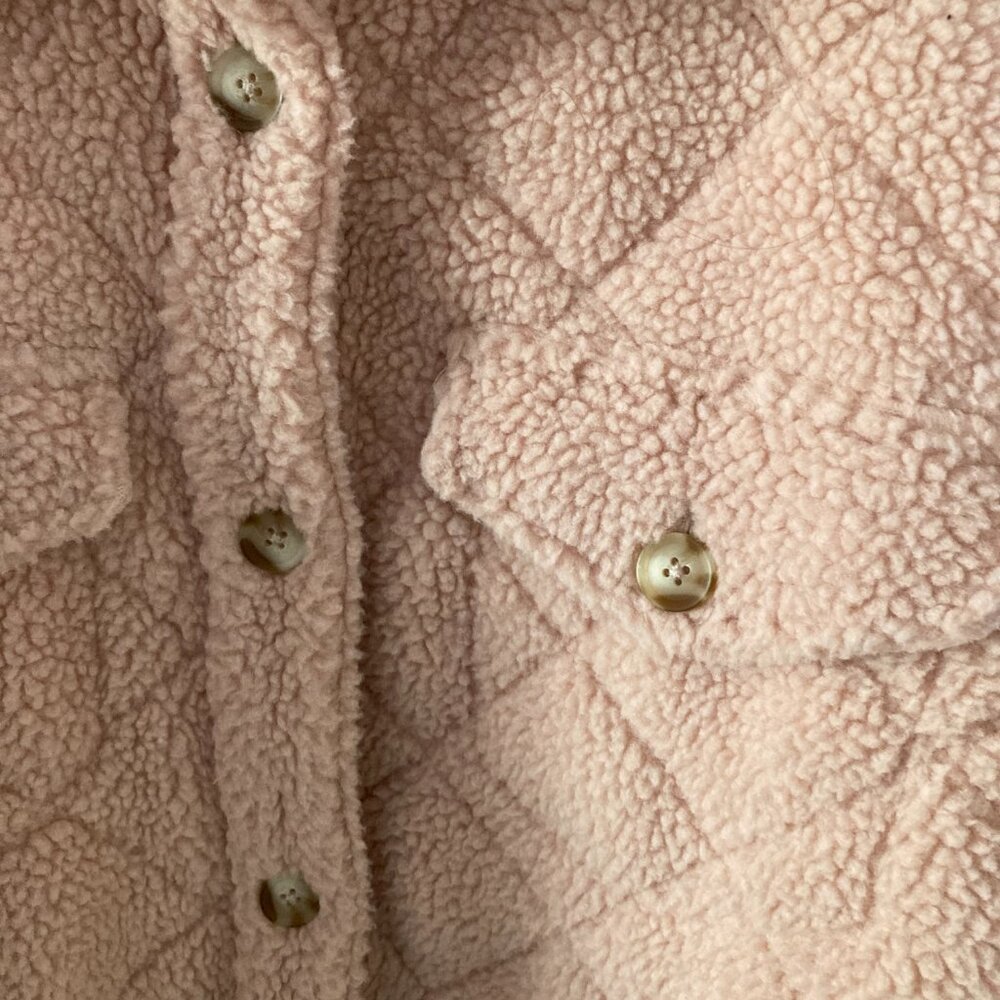 Forever 21 Women Sherpa Fleece Shacket Large Pink - Picture 3 of 6